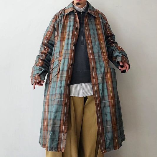 TS(S) / Tartan Plaid Polyester*Cupro Cloth
Fly Front Raglan Sleeve Coat
