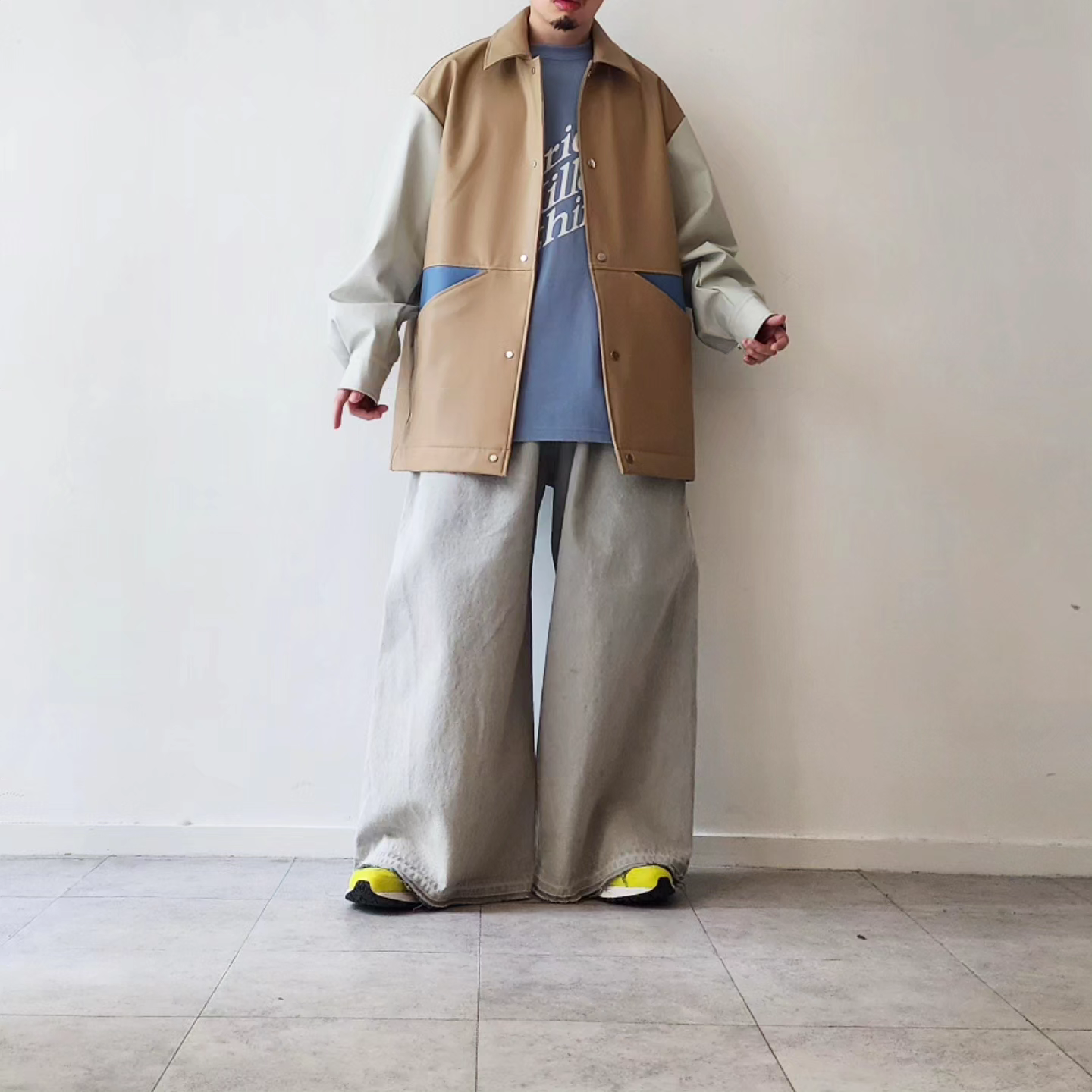TAUPE / Laminate Blocking Coach Jacket