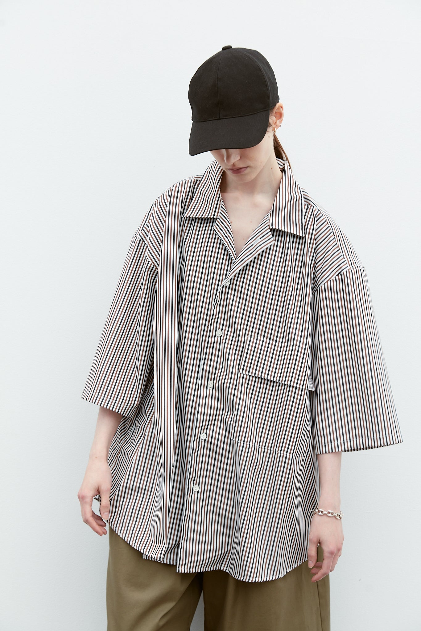 Oversized Stripe Cotton Collar Shirt (RyoTakashima x Tree And Branch)