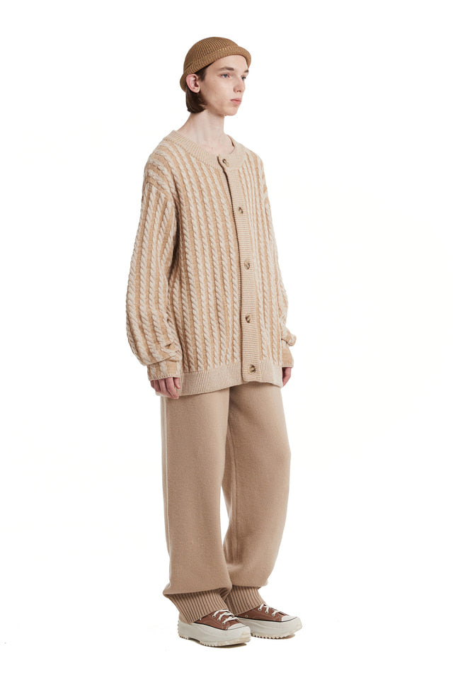 Cable Stripe Knit Cardigan