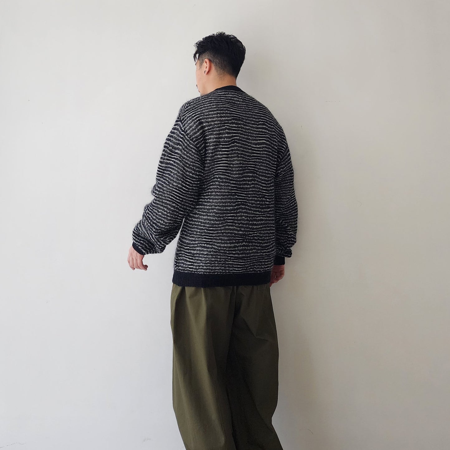 BLANC YM / Crazy Border Mohair Knit