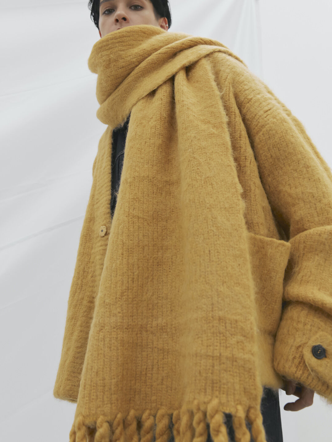 Alpaca Wool Big Stole (Mustard)