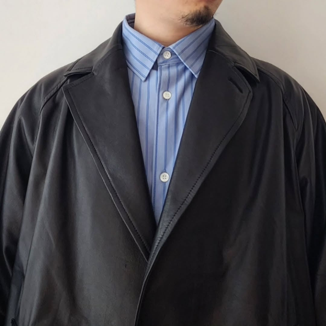 BLANC YM / Leather Oversize Raglan JKT