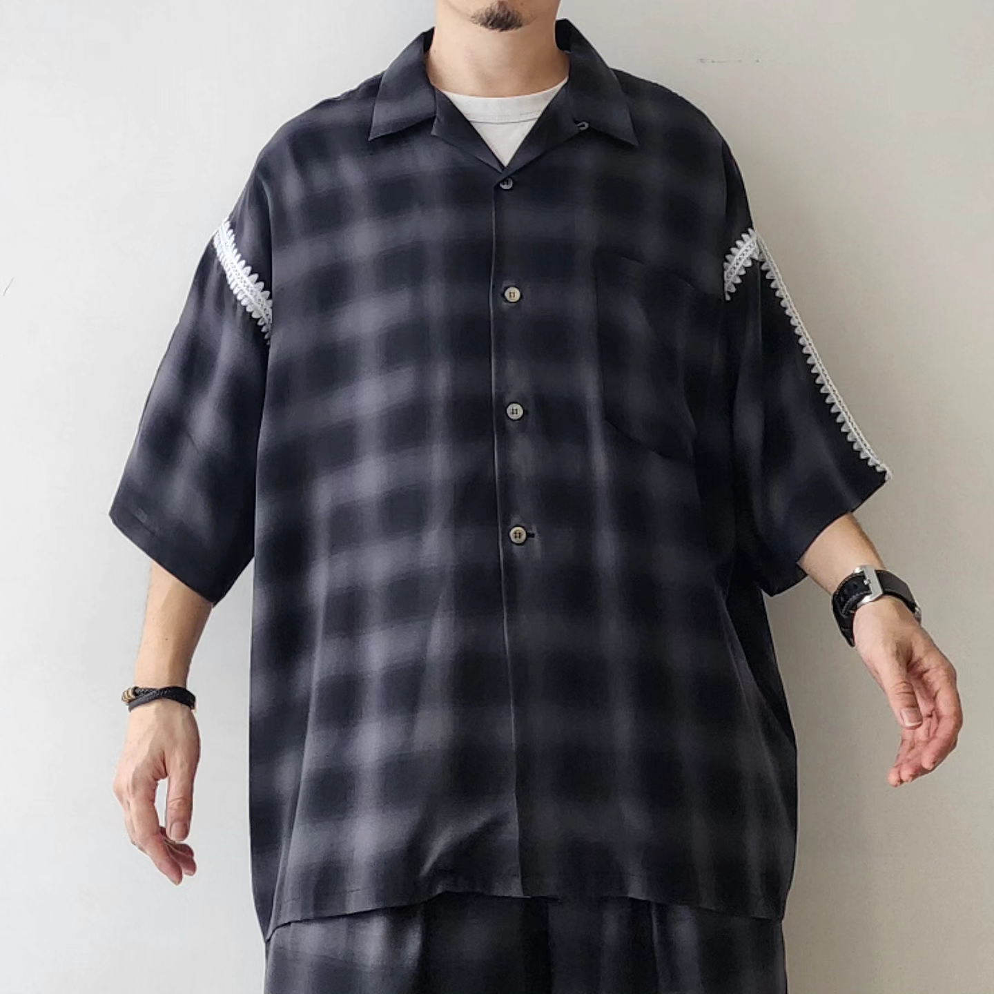 DISCOVERED / Ombre Wide Open Collar Shirts