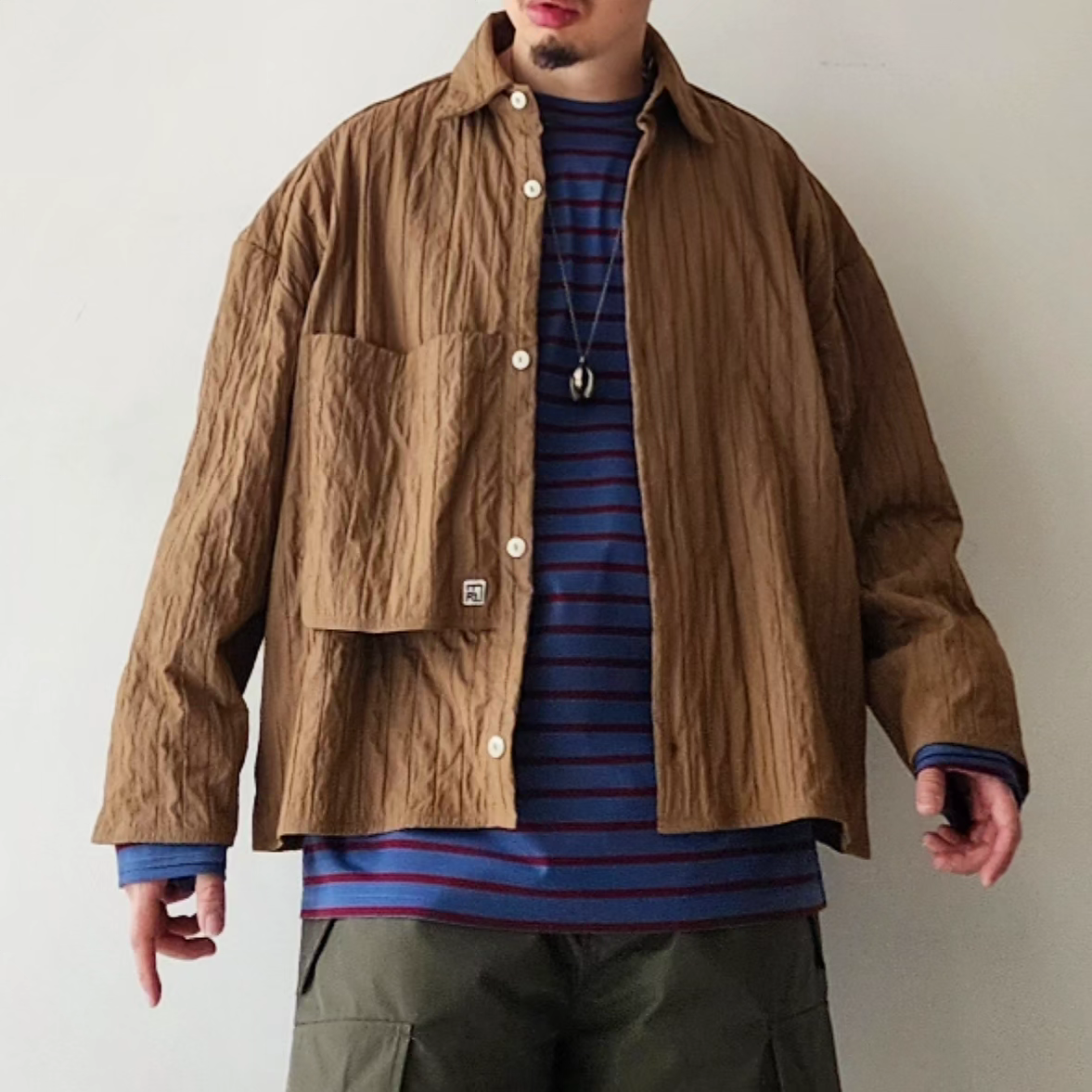 MERELY MADE / Sage Brown Merely Quilted Cropped Shirt
