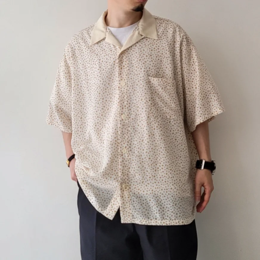 Cow Pattern Open Collar Shirt