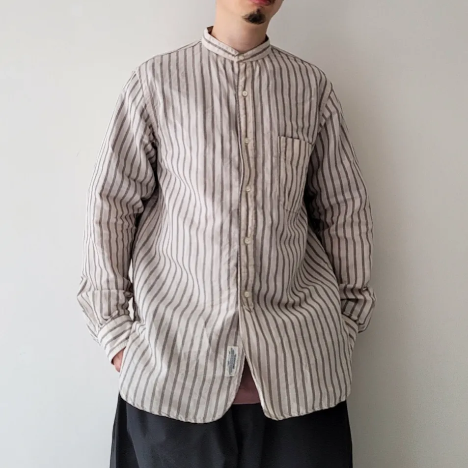Banded Collar Shirts -Cotton/Linen