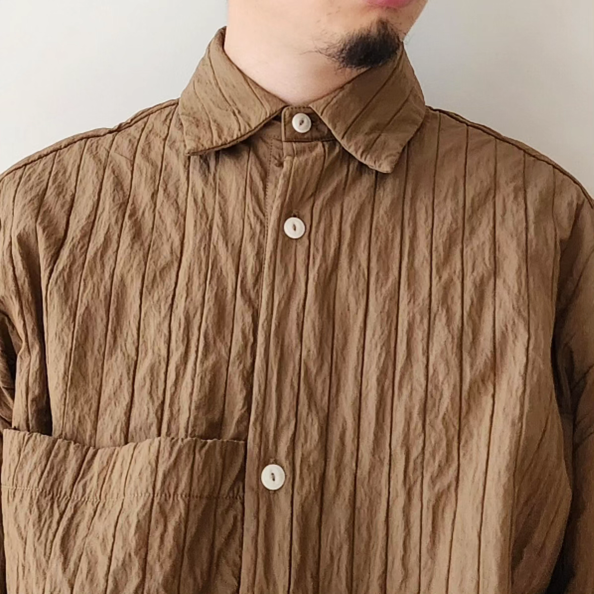 MERELY MADE / Sage Brown Merely Quilted Cropped Shirt