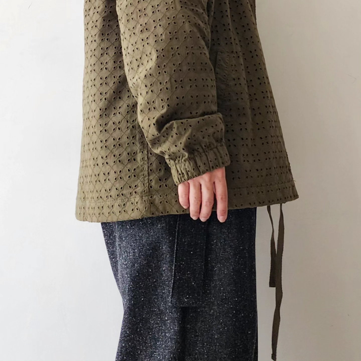 MERELY MADE / Olive Khaki Merely Premium Flower Lace Coach Jacket