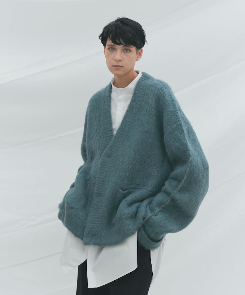 Alpaca Wool Vneck Cardigan (Ash Blue)