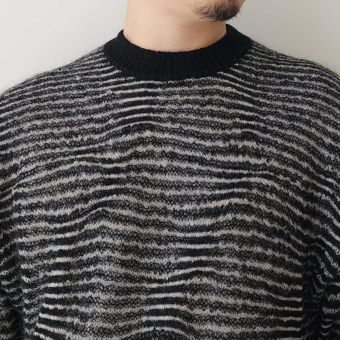 BLANC YM / Crazy Border Mohair Knit