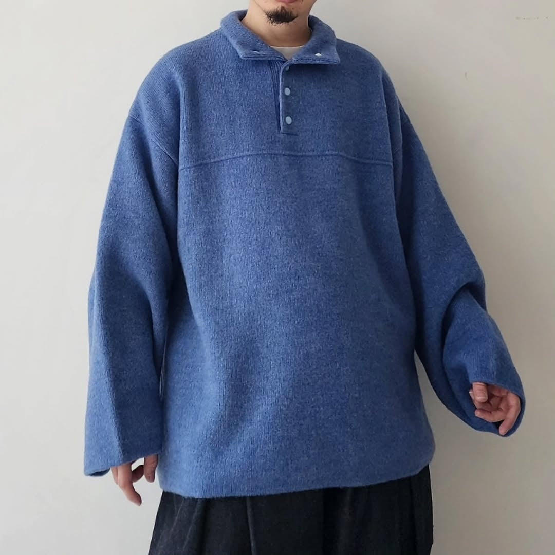 BLANC YM / Wool Fleece Snap Pullover