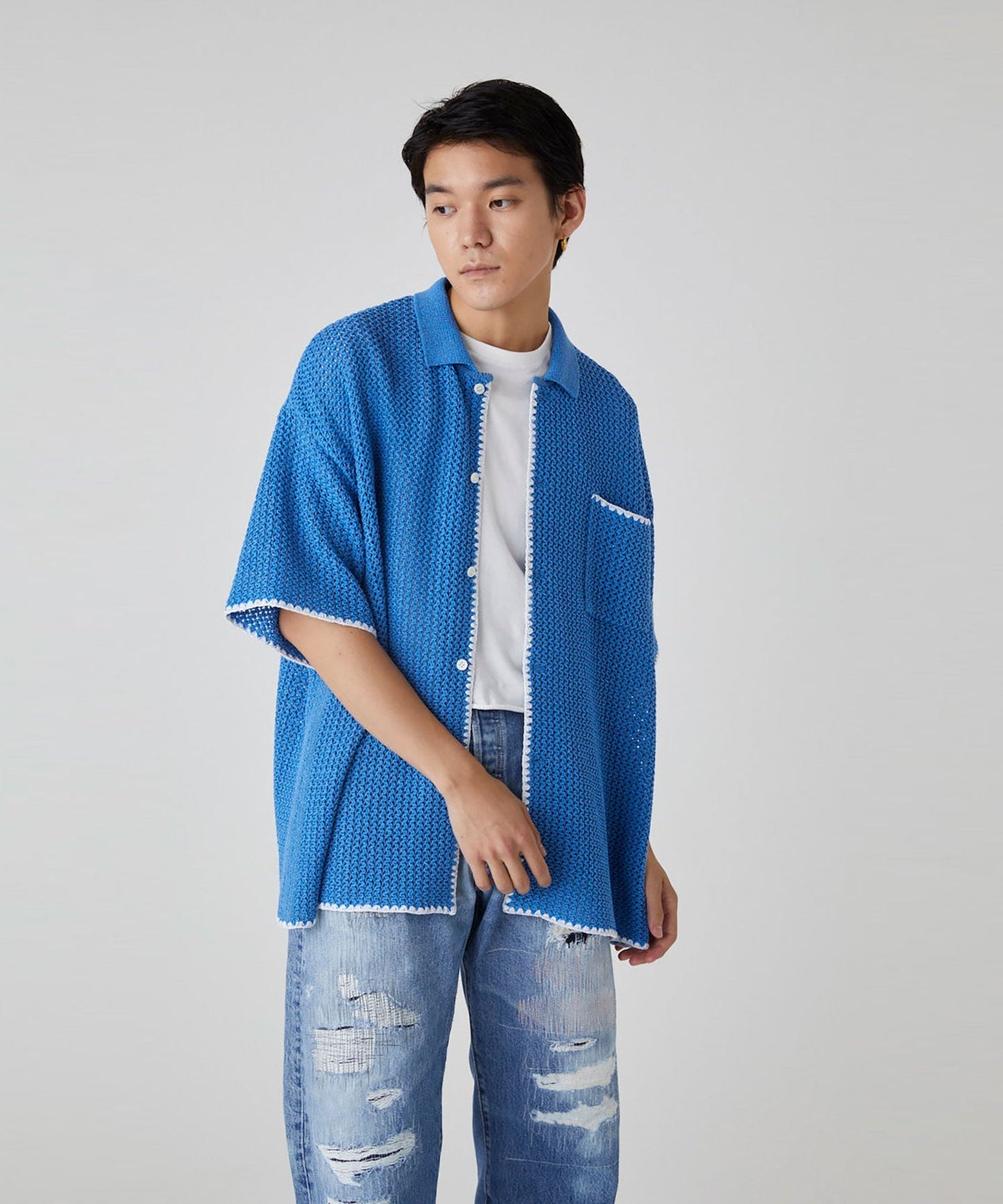 DISCOVERED / Shell Stitch Mesh Knit Shirts