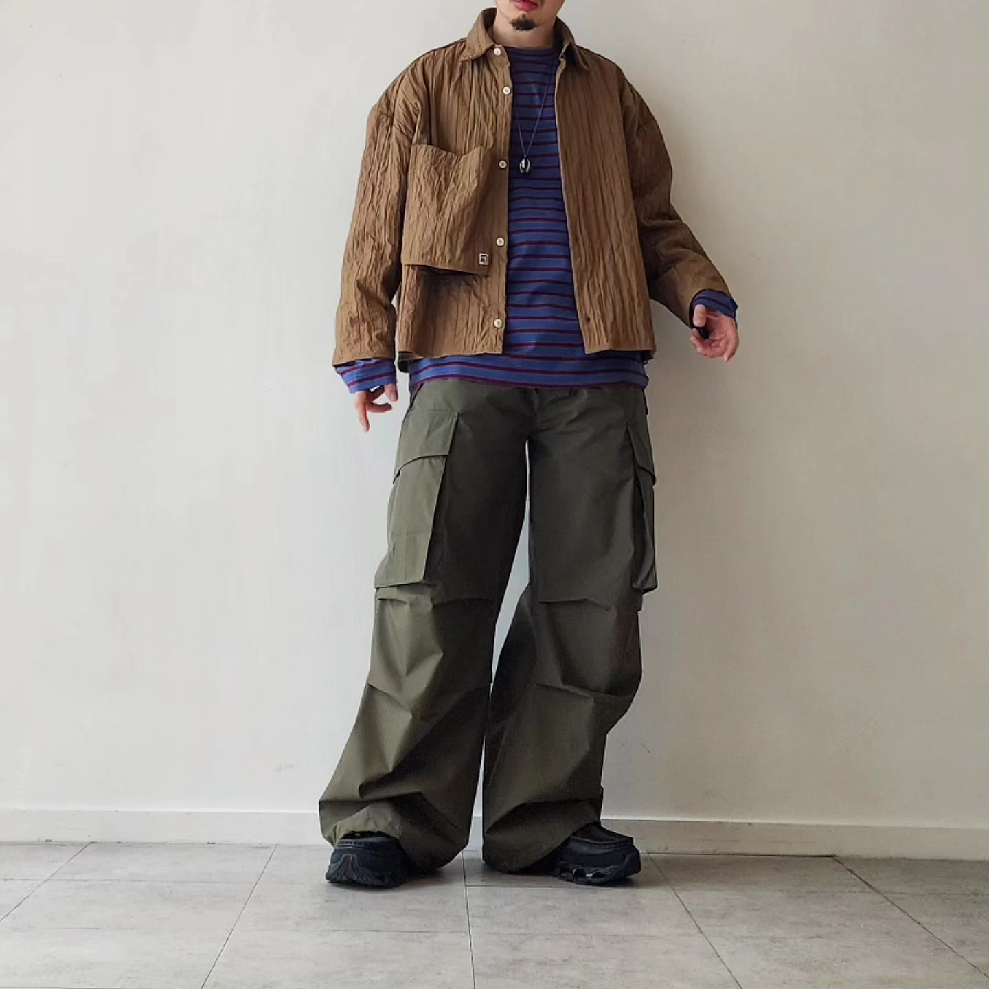 MERELY MADE / Sage Brown Merely Quilted Cropped Shirt