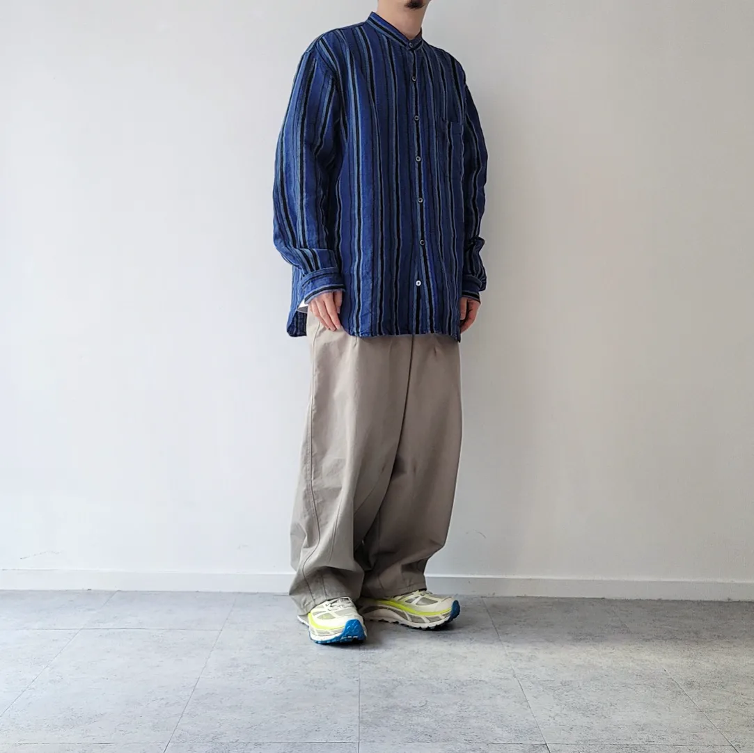 Baggy Fit Band Collar Shirt