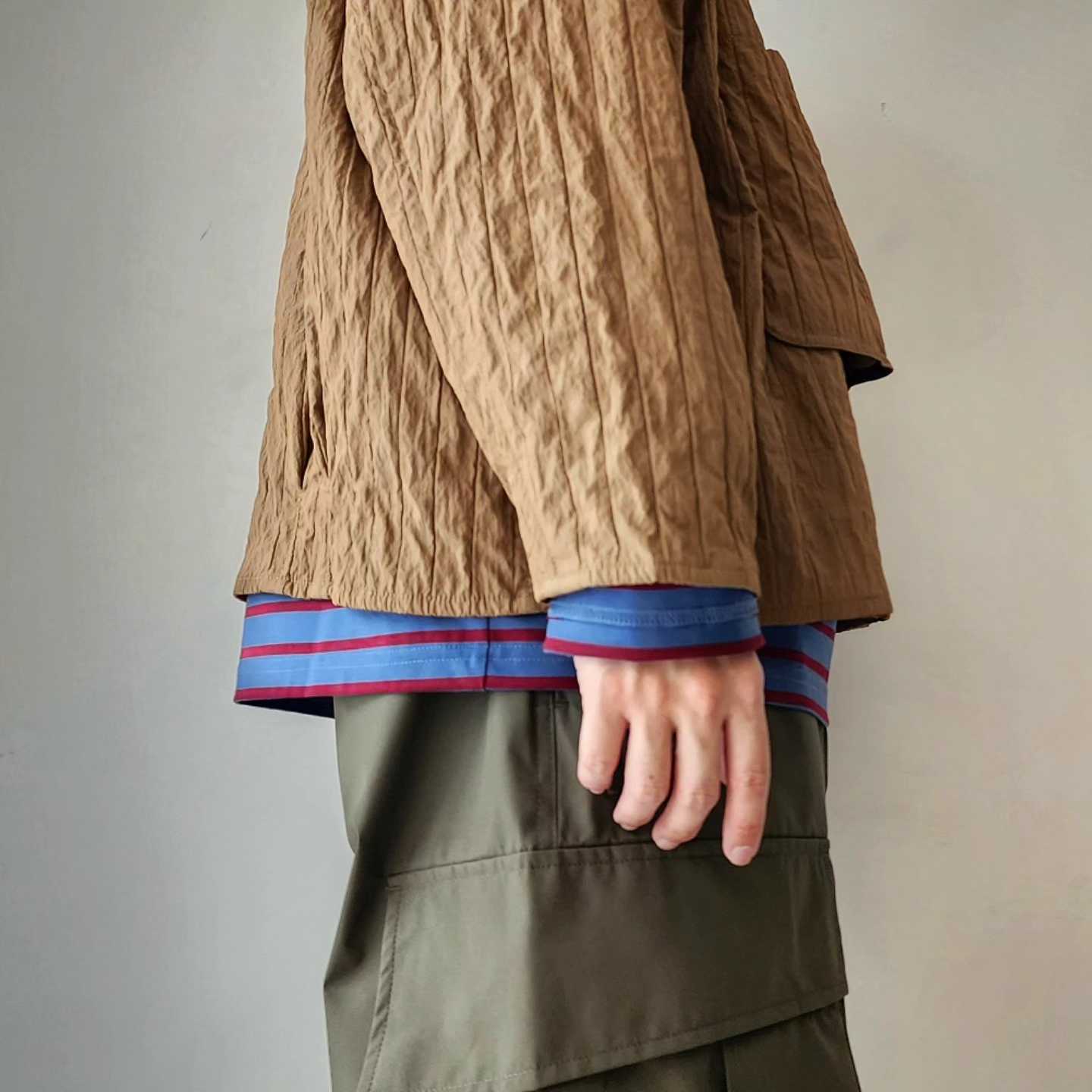 MERELY MADE / Sage Brown Merely Quilted Cropped Shirt