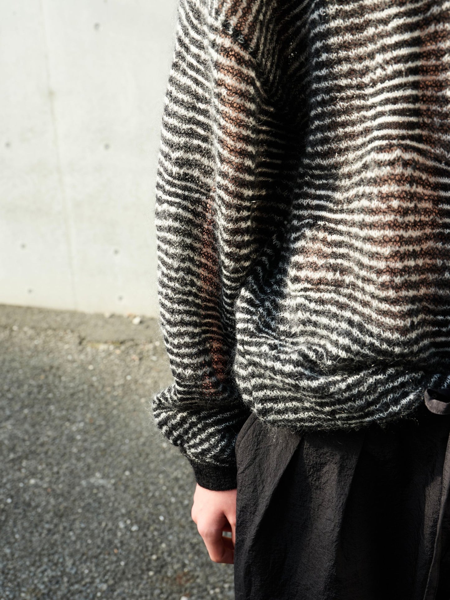 BLANC YM / Crazy Border Mohair Knit