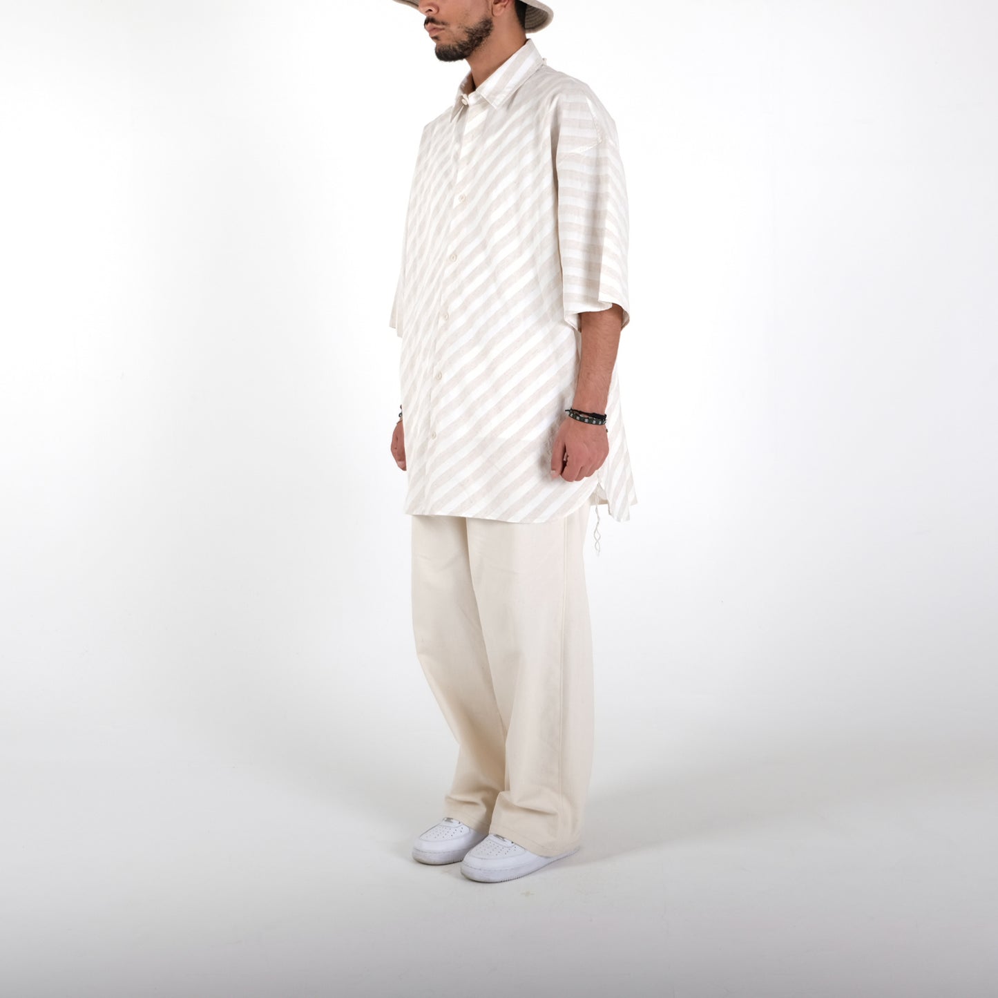 White Stripe Bohemian Beach Shirt