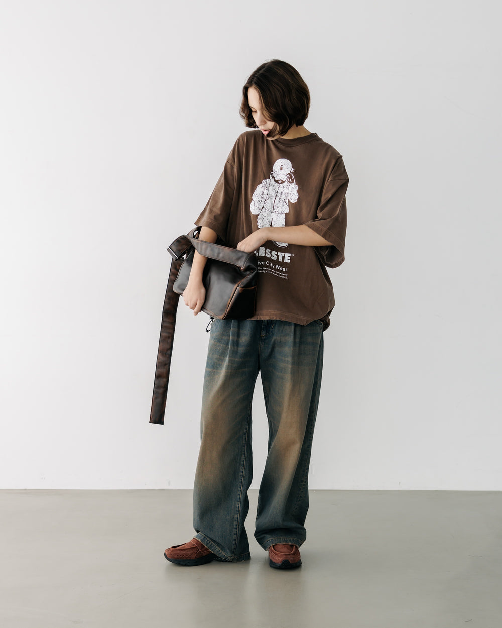 CLESSTE / Vintage Dyed Selvedge Denim Wide Pants (Vintage Brown)