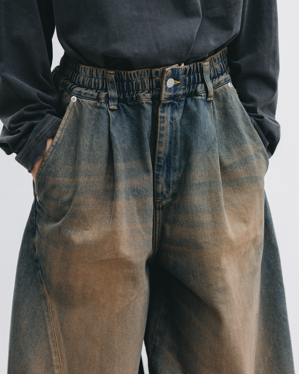 CLESSTE / Vintage Dyed Selvedge Denim Massive Twisted Pants (Vintage Brown)