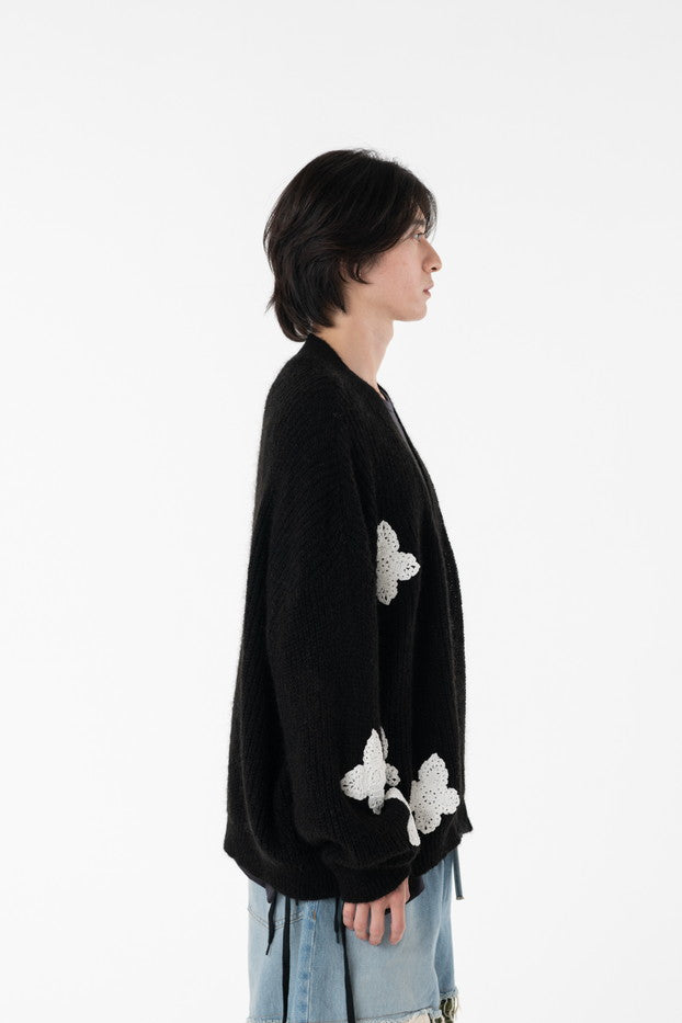 DISCOVERED / Butterfly Crochet Mohair Knit C/D (Black)