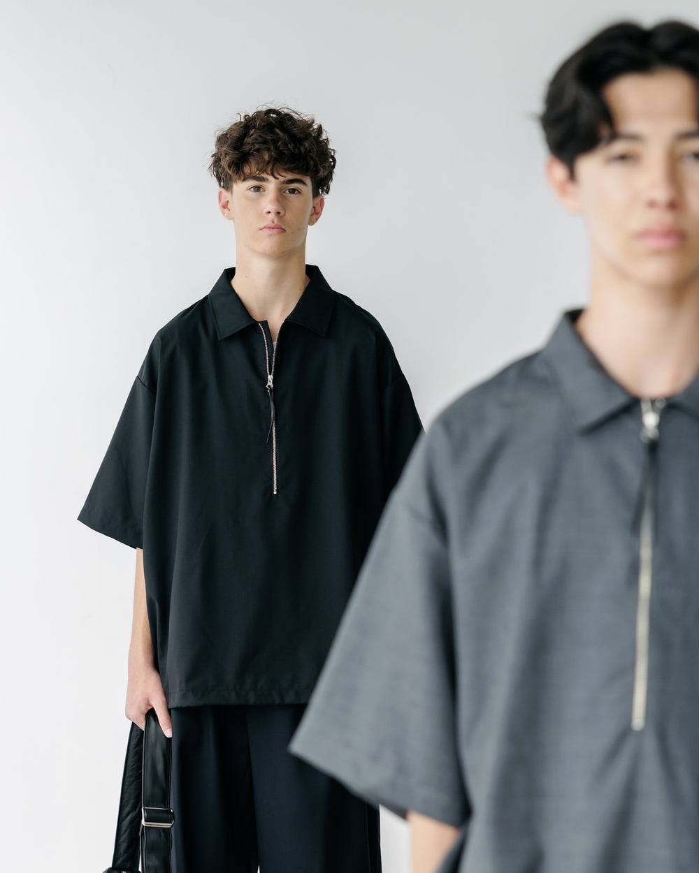 CLESSTE / Tropical Wool City S/S Half Zip Shirt (Black)