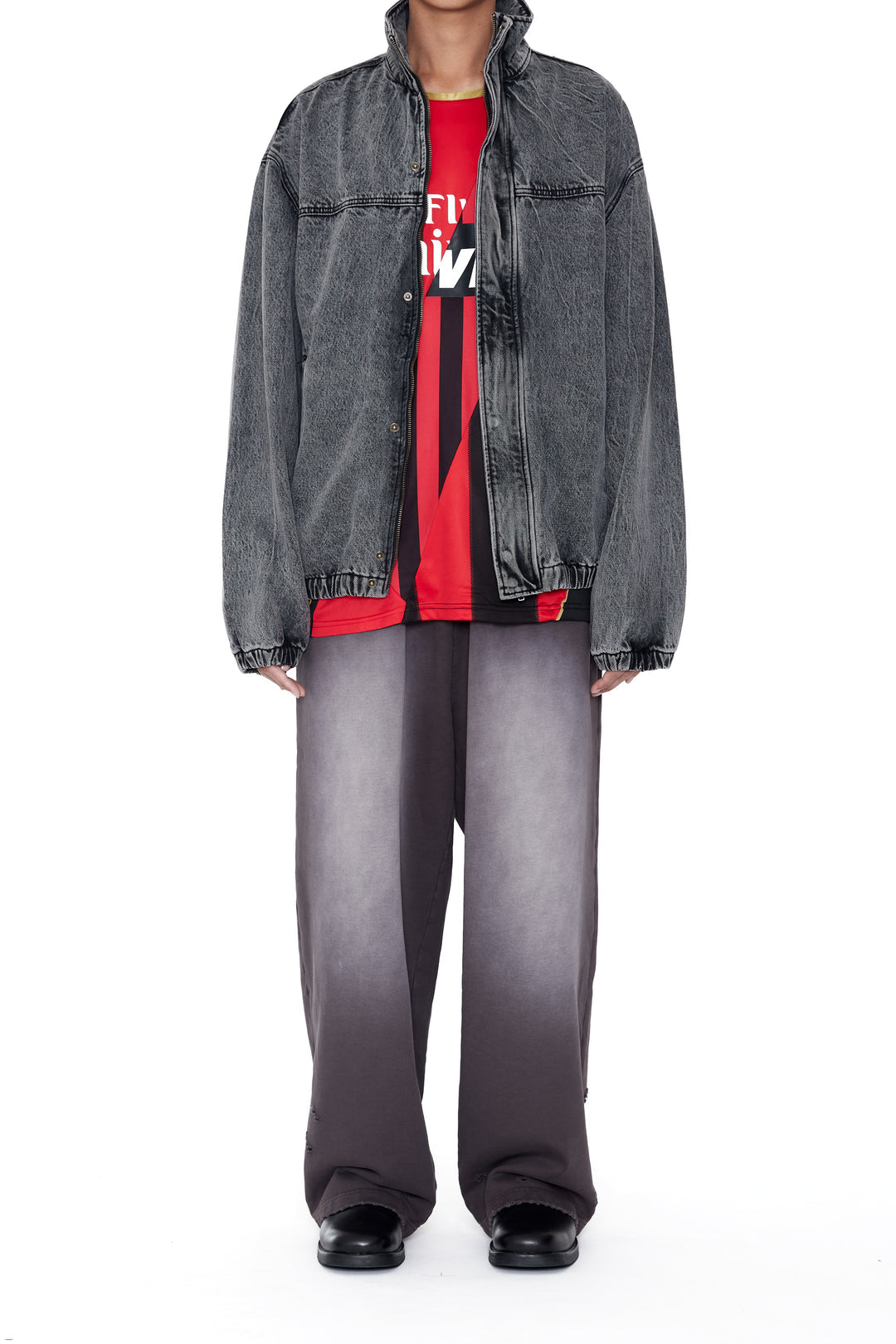 CODA / Worn Black Aging Faded Damage Sweatpants
