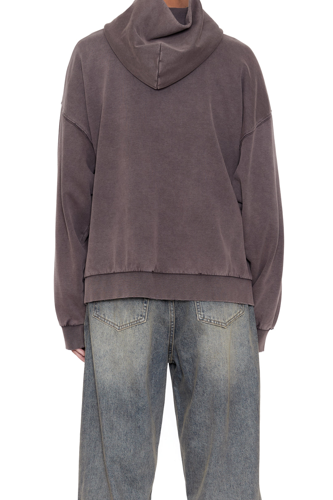 CODA / Brown Washed Distressed Zip Up Hoodie