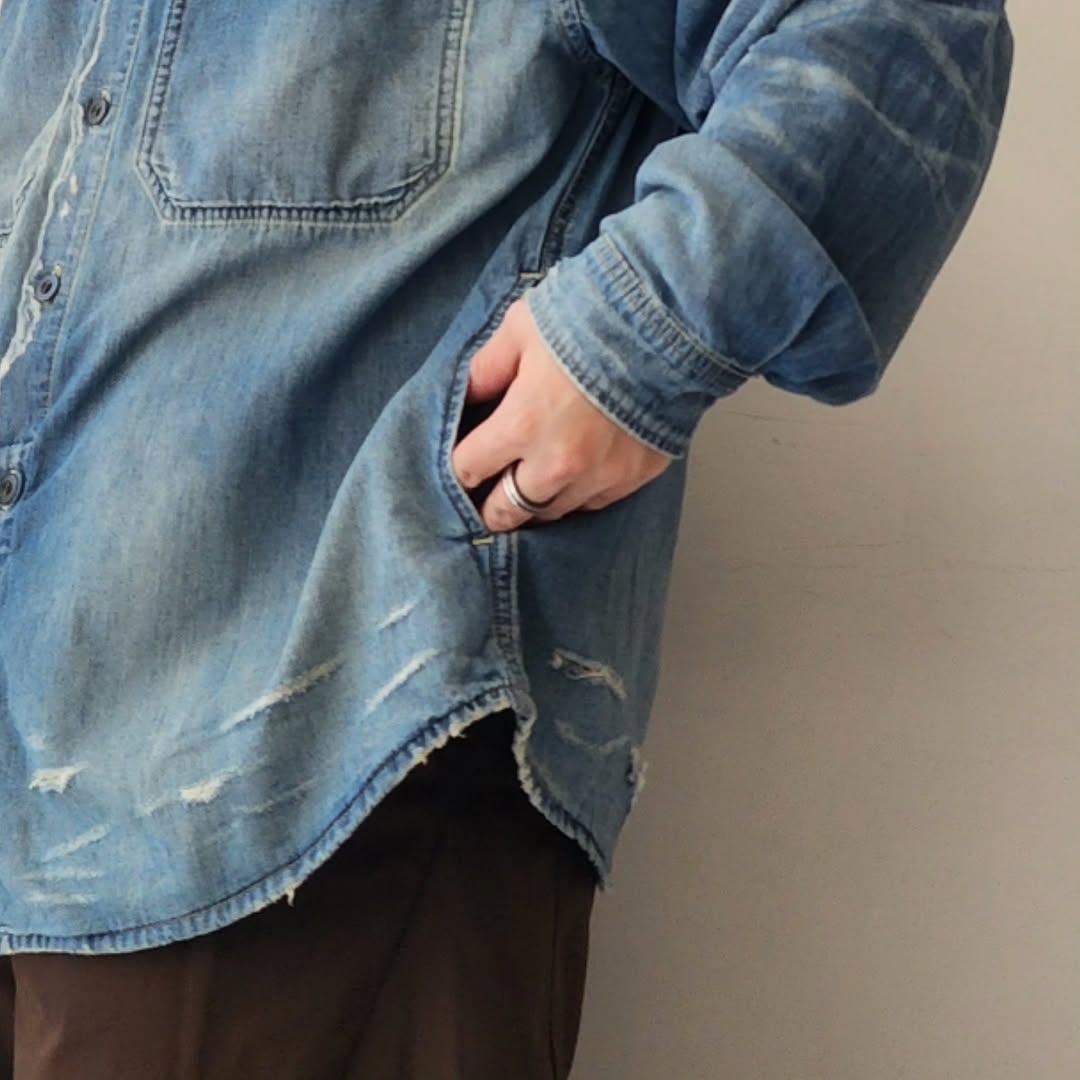 THE JEAN PIERRE / Grunge Denim Shirt (Vintage Blue)
