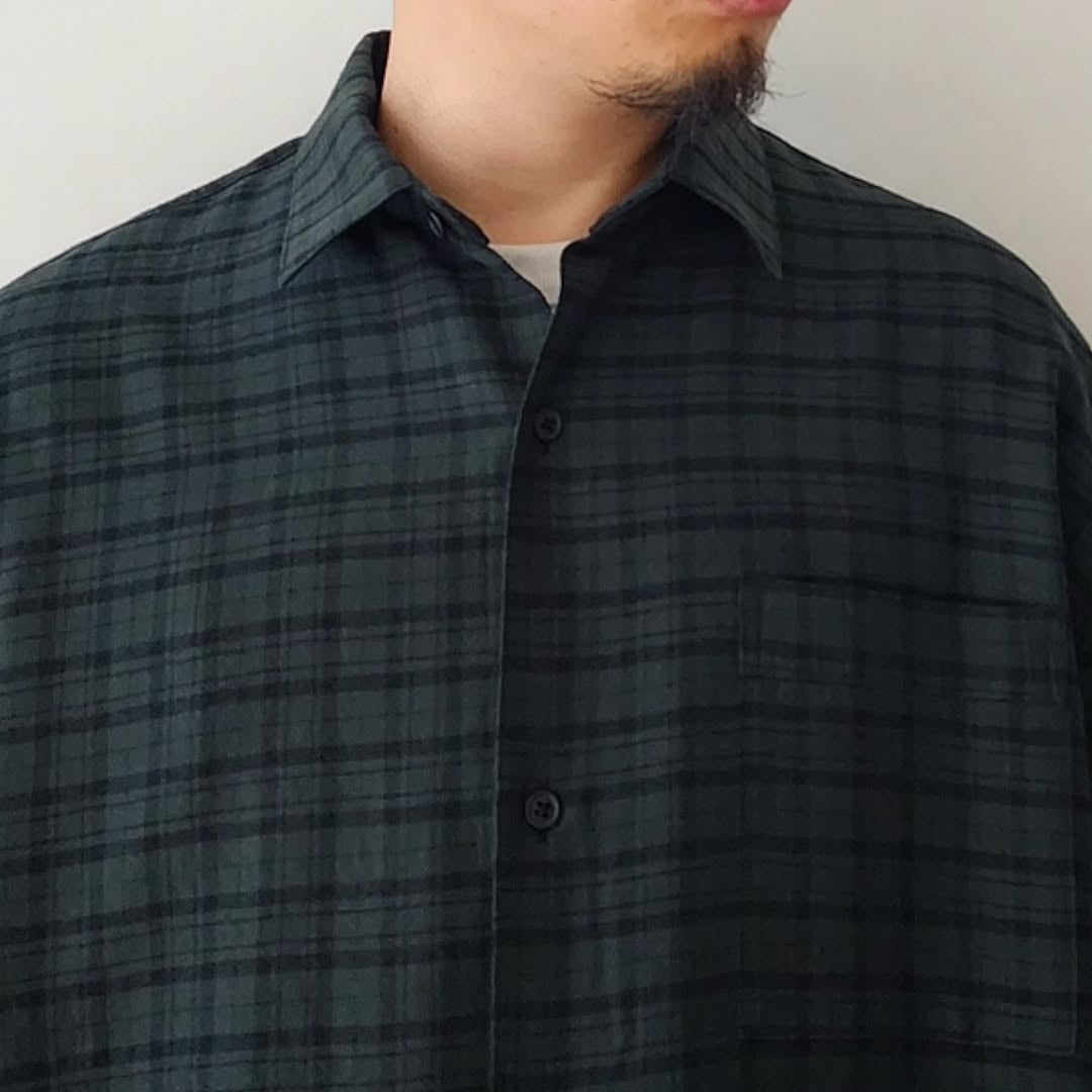 BLANC YM / Silk Plaid Wide Shirts