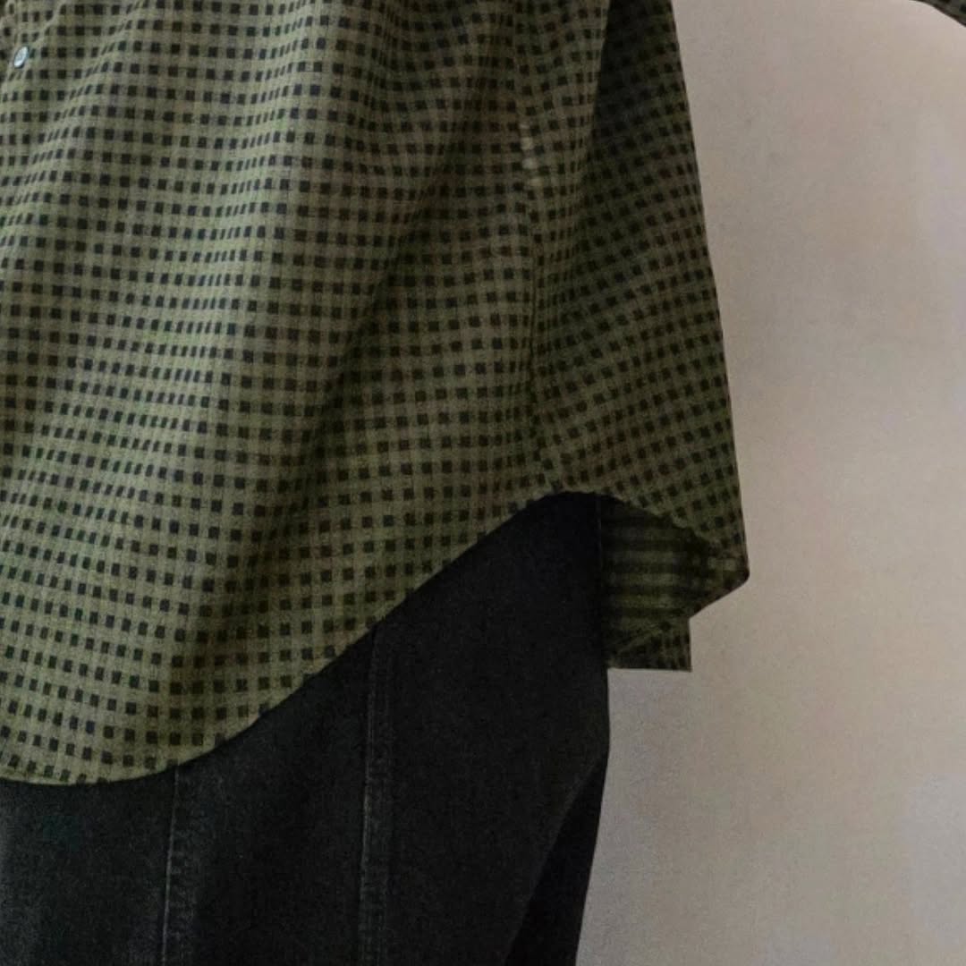 KANEMASA PHIL / 36G Atmosphere Check Shirt (Sterling Green)