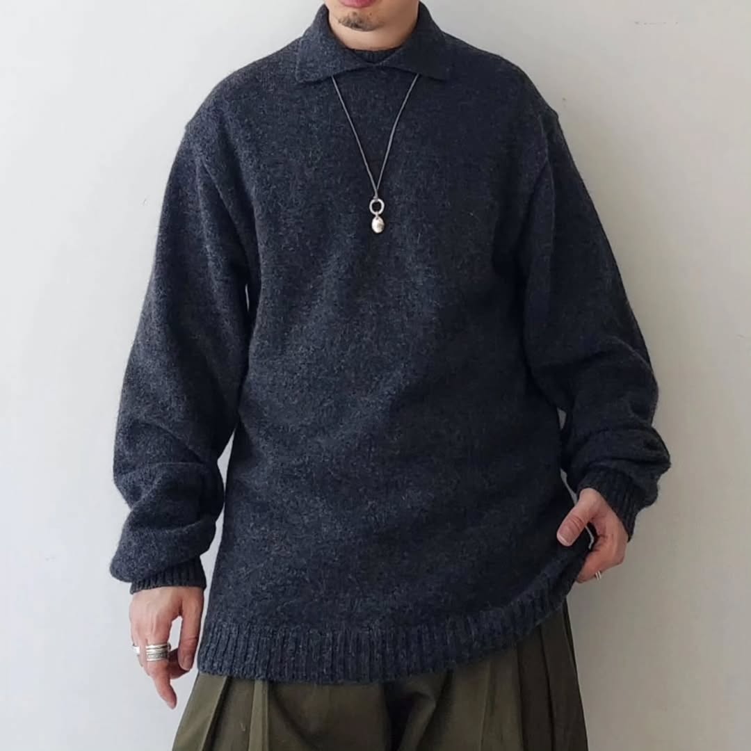 BLANC YM / Alpaca Polo Collar Knit Shirt