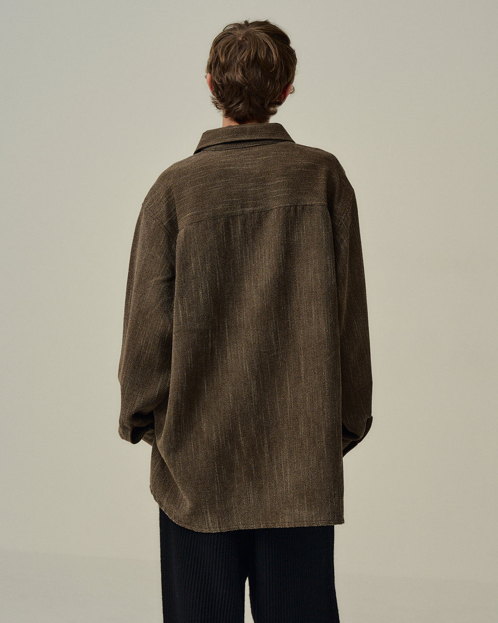ANCELLM / Melange Wool Over Work Shirt (Brown)