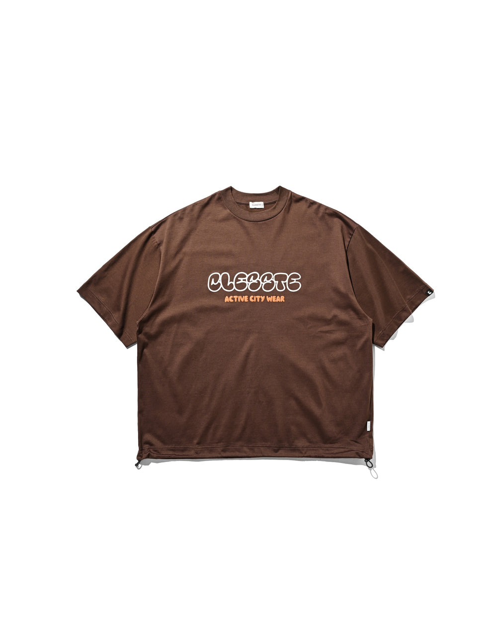 CLESSTE / Bubble Logo Print Massive T-Shirt With Drawstrings (Brown)