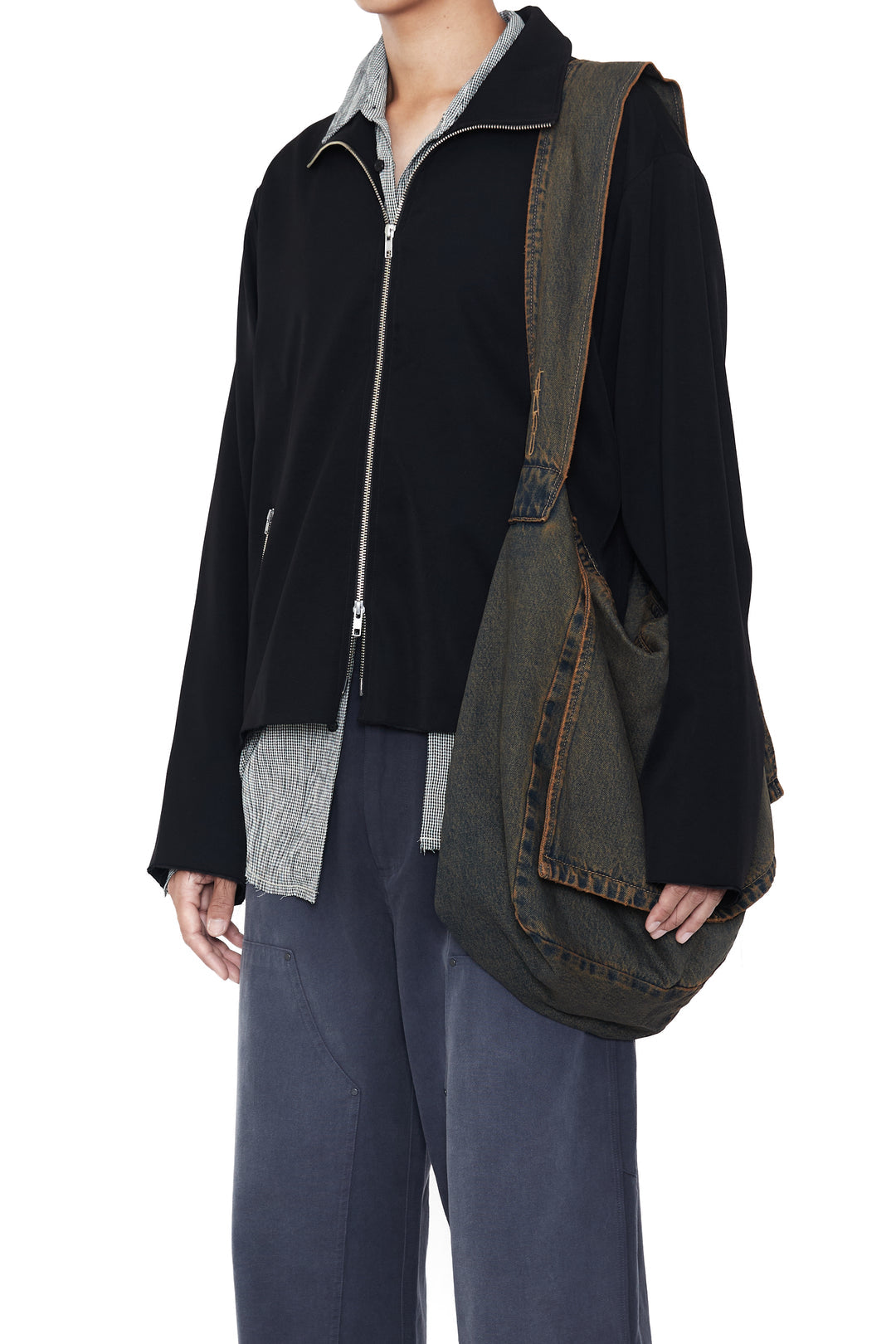 CODA / Black Brown Wash Denim Cross Body Bag