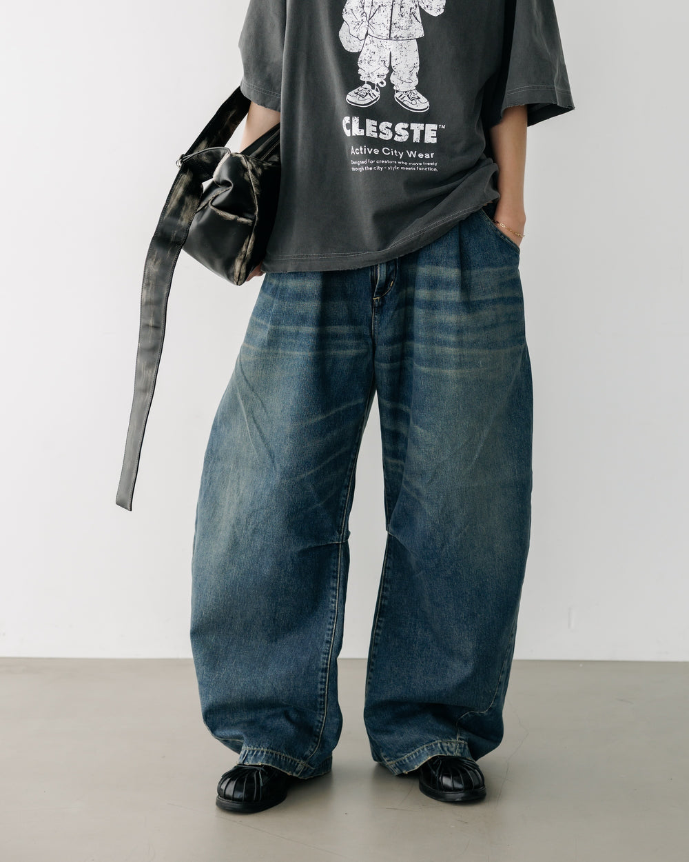 CLESSTE / Vintage Dyed Selvedge Denim Barrel Leg Pants (Vintage Indigo)