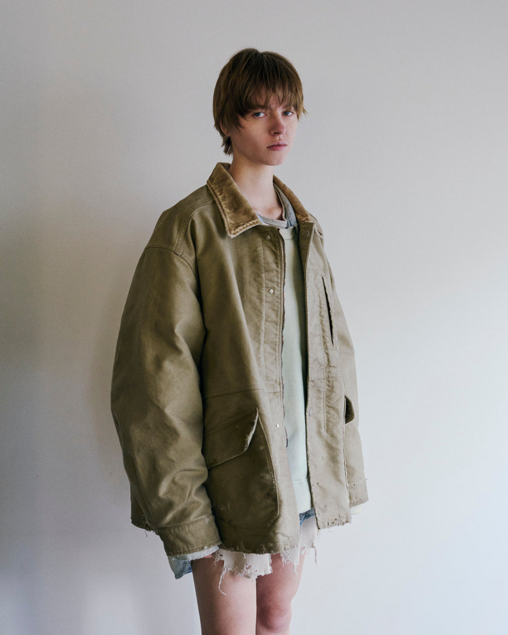 ANCELLM / Moleskin Work Jacket (Beige)