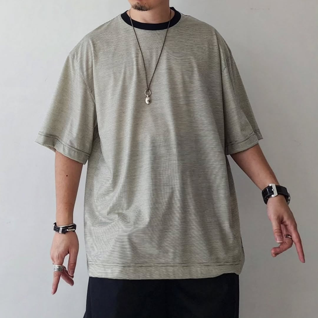 KANEMASA PHIL / 36G Wool Stripe S/S Tee