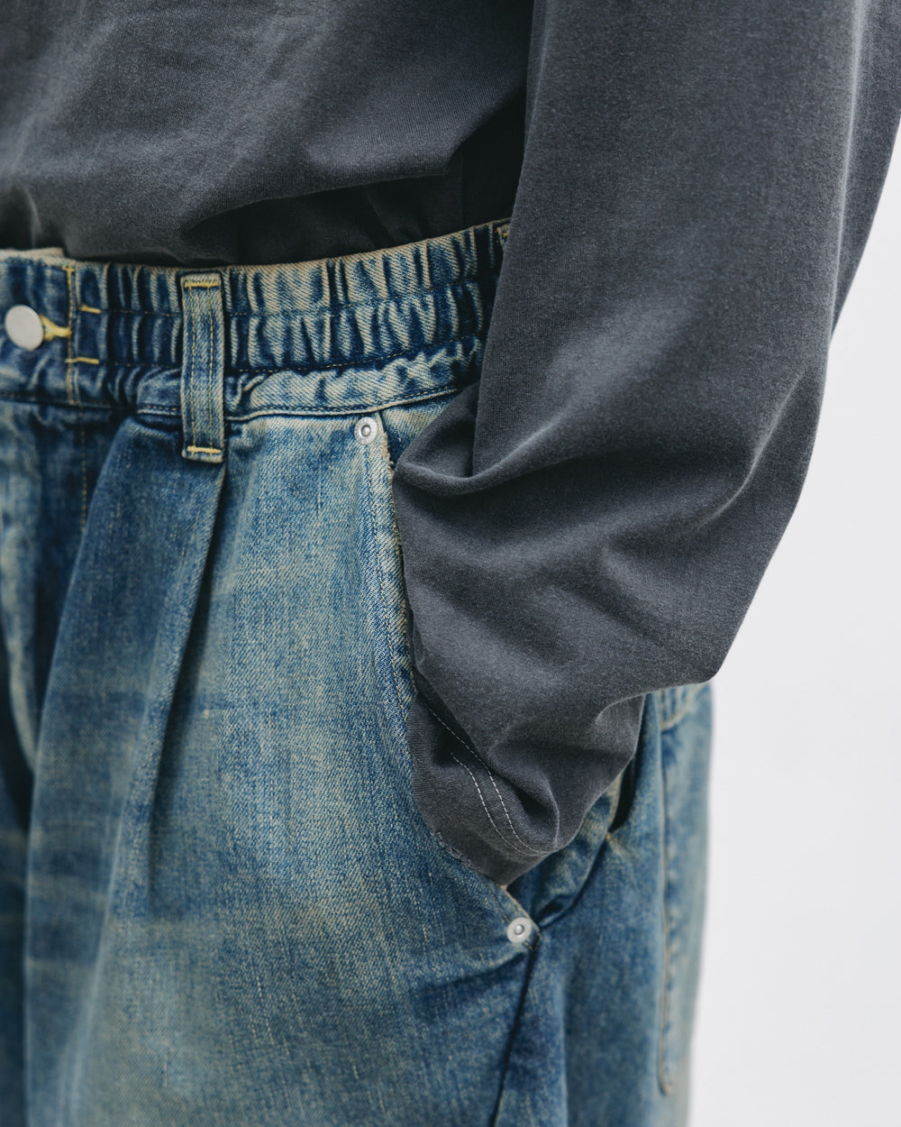 CLESSTE / Vintage Dyed Selvedge Denim Massive Twisted Pants (Vintage Indigo)