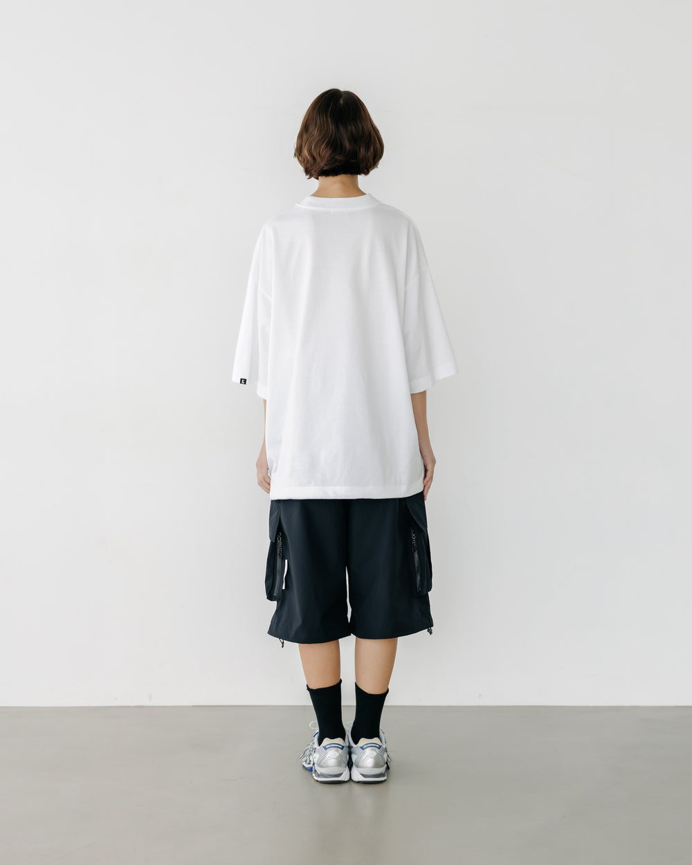 CLESSTE / College Logo Print Massive T-Shirt With Drawstrings (White)