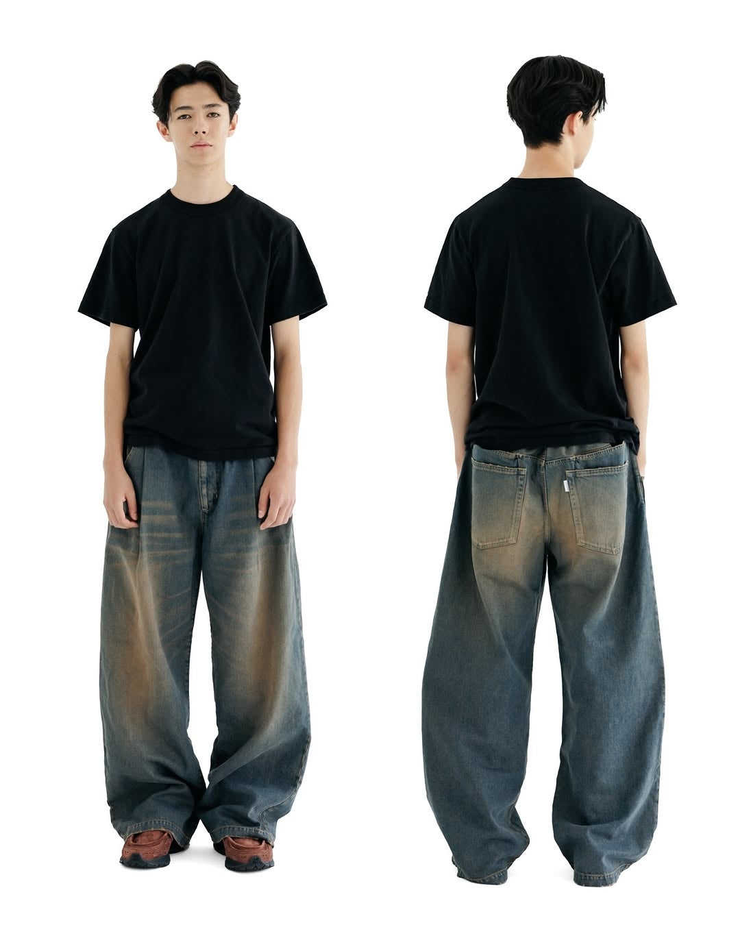 CLESSTE / Vintage Dyed Selvedge Denim Wide Pants (Vintage Brown)
