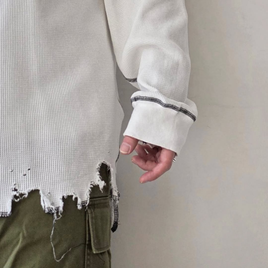 ANCELLM / Damage Waffle LS T-Shirt