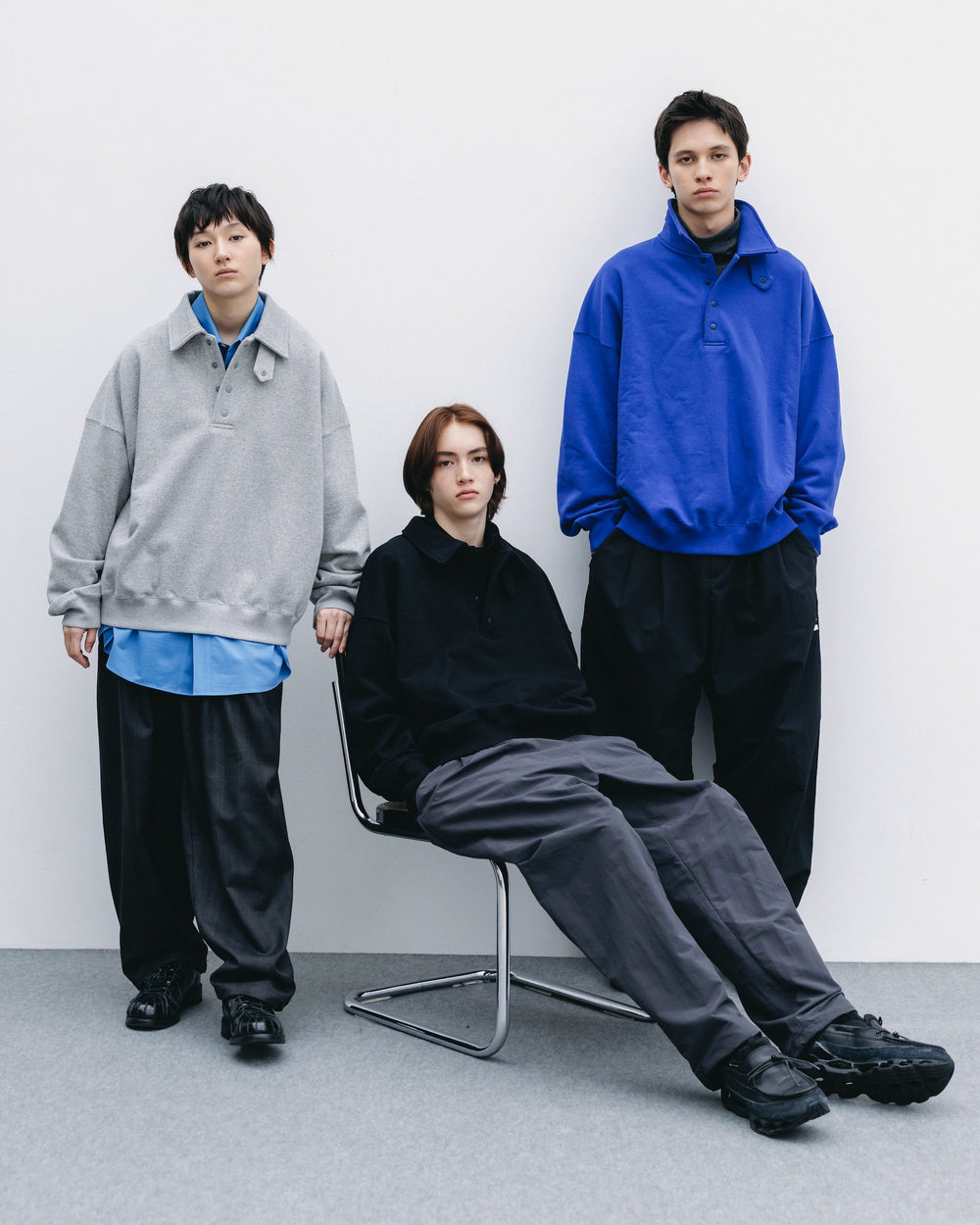 CLESSTE / Half Snap Sweat Shirt (Gray)