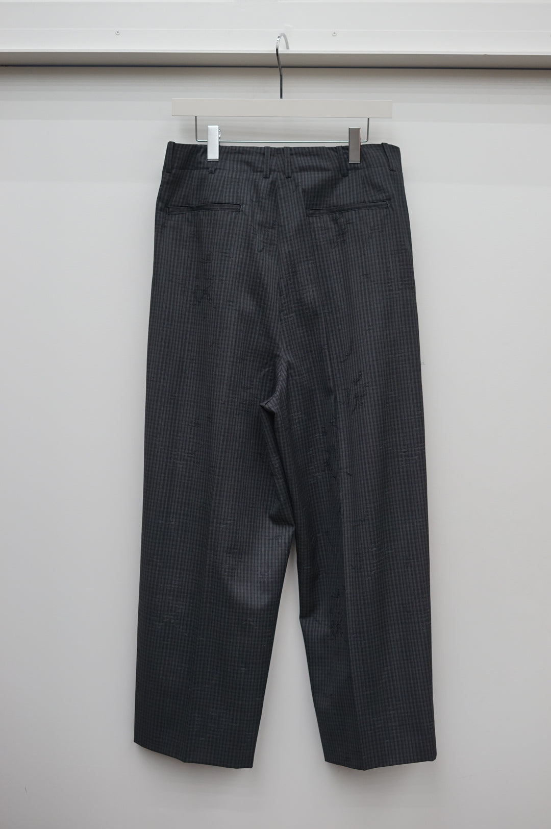 NONNOTTE / Draping Five-Tuck Wide Trousers (Trace Bird Plaid)