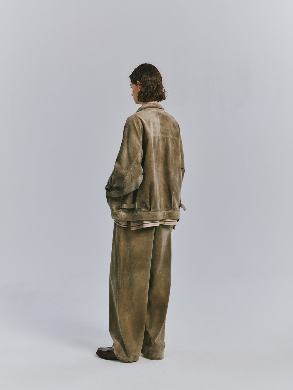 ANCELLM / Corduroy Open Collar Shirt (Brown)