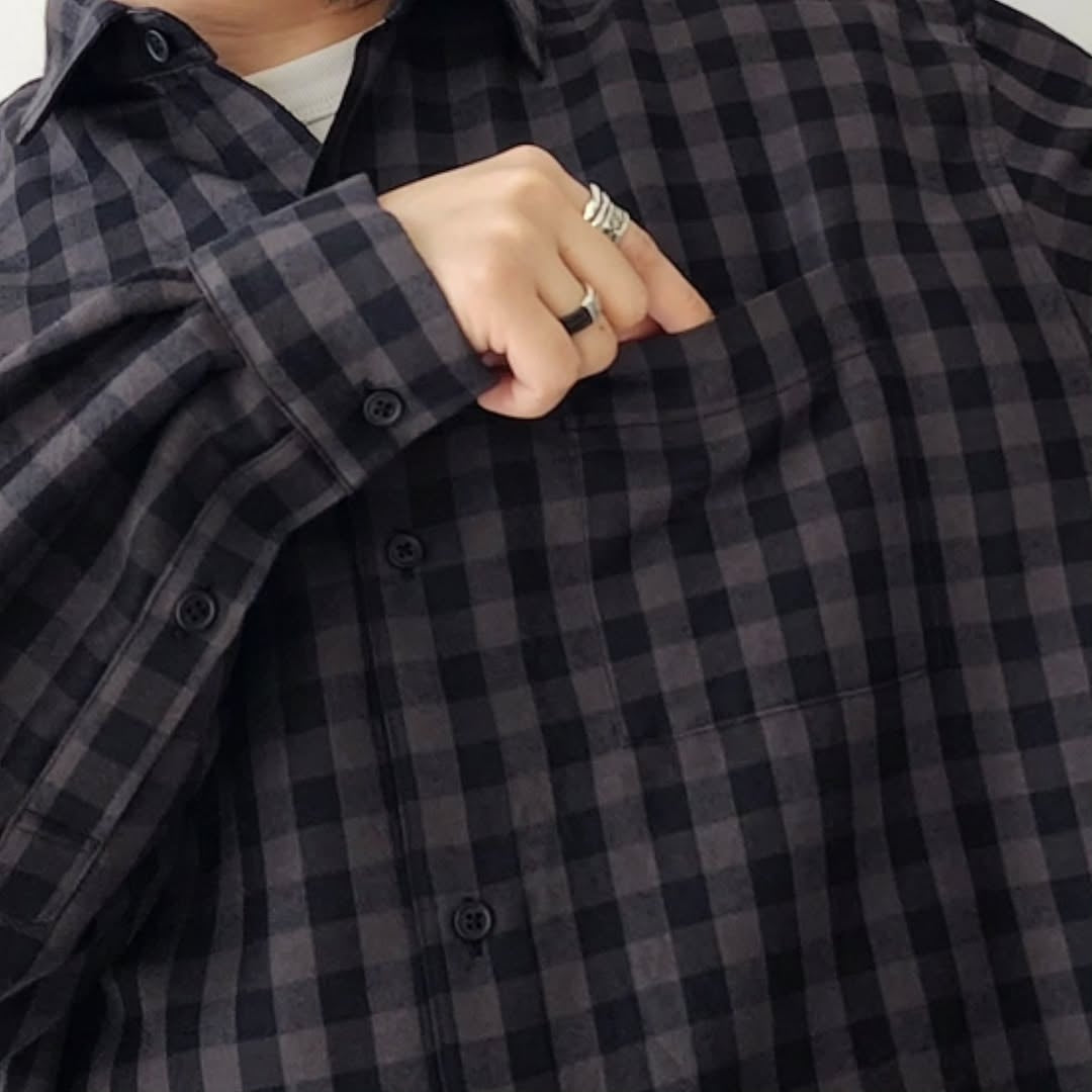 BLANC YM / Silk Plaid Wide Shirts