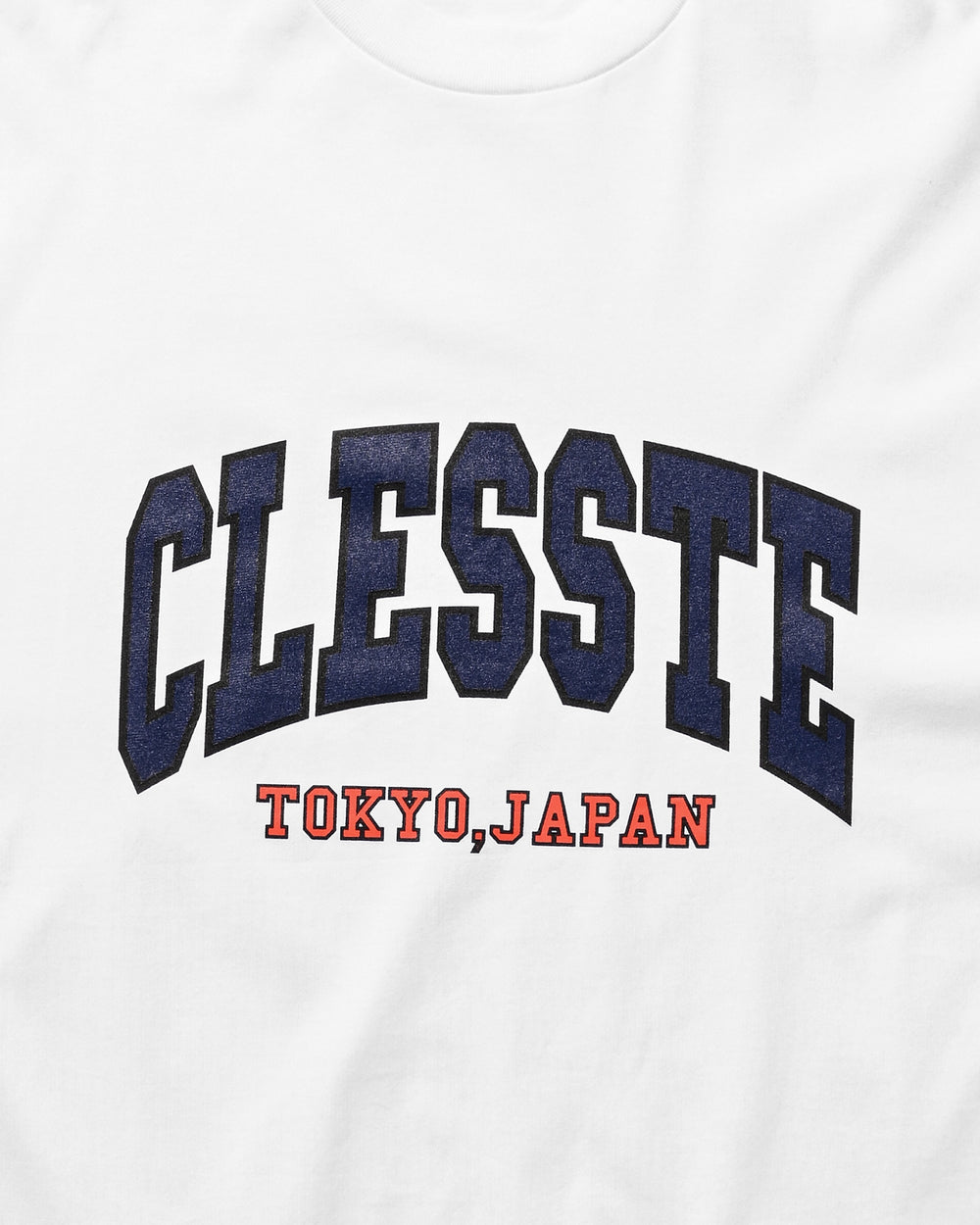 CLESSTE / College Logo Print Massive T-Shirt With Drawstrings (White)
