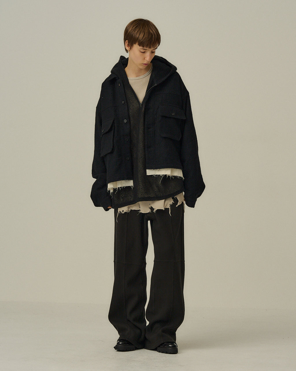 ANCELLM / Shrink Wool Layering Jacket