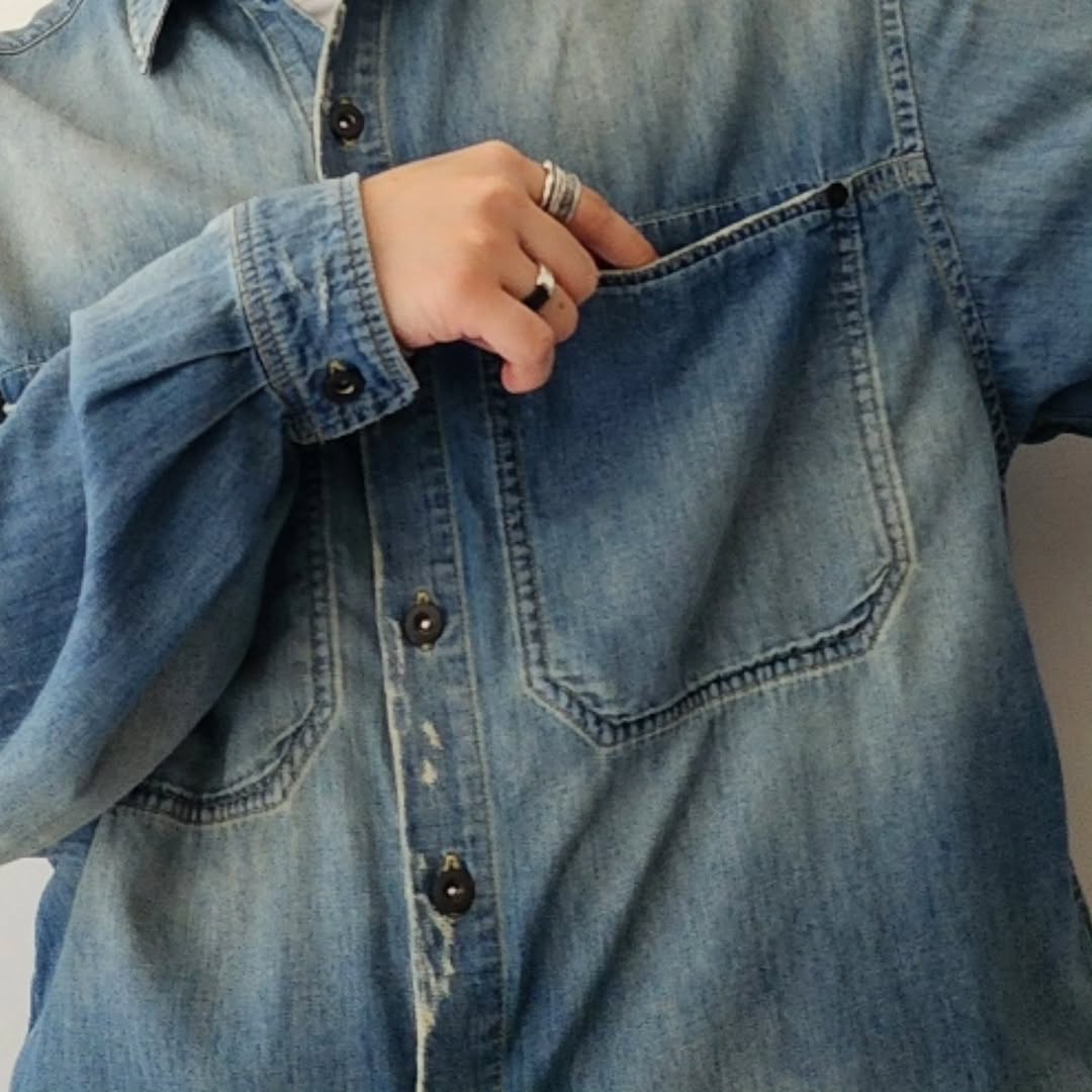 THE JEAN PIERRE / Grunge Denim Shirt (Vintage Blue)