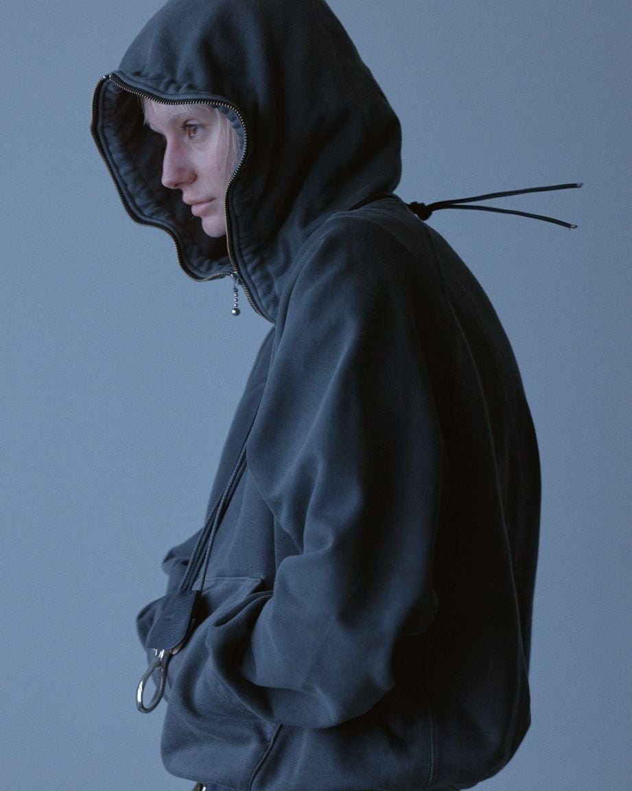 RICH I / Processed Half-Zip Sweat Hoodie (Gray)